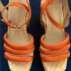 Sam Edelman Orange Semi-Wedge Sandals